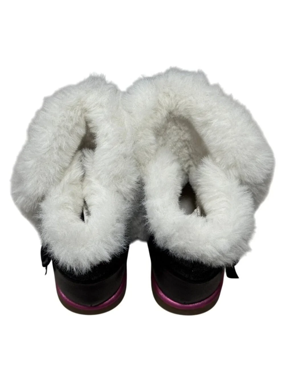 Juicy Couture Cachet PL Girls Glitter Boots Faux Fur Black Pink Bow Size 1